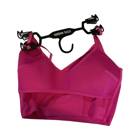 Steve Madden Womens Pink Rhinestone Studded V-Neck Crop Cami Bra Top Size M - Picture 6 of 6